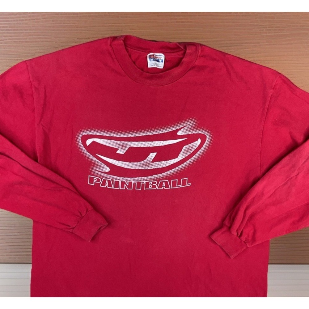 JT Paintball Long‎ Sleeve T-Shirt Mens XL Red Graphic Tee Y2K RARE 90s Vintage